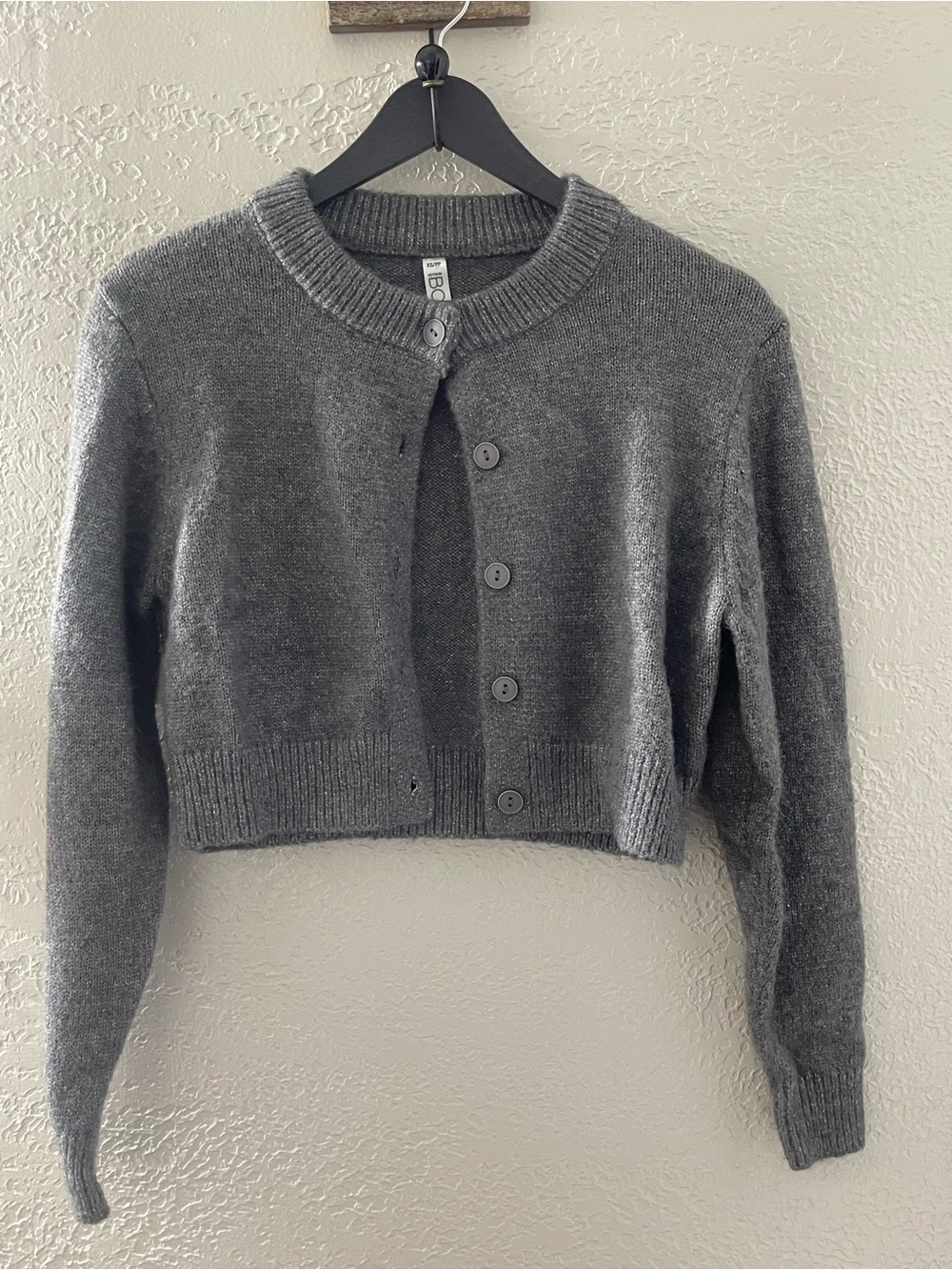 Cotton On Charcoal Gray Crop Button-Up Cardigan XS